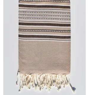 Telo mare arabesca beige e marrone Fouta Tunisia - 1