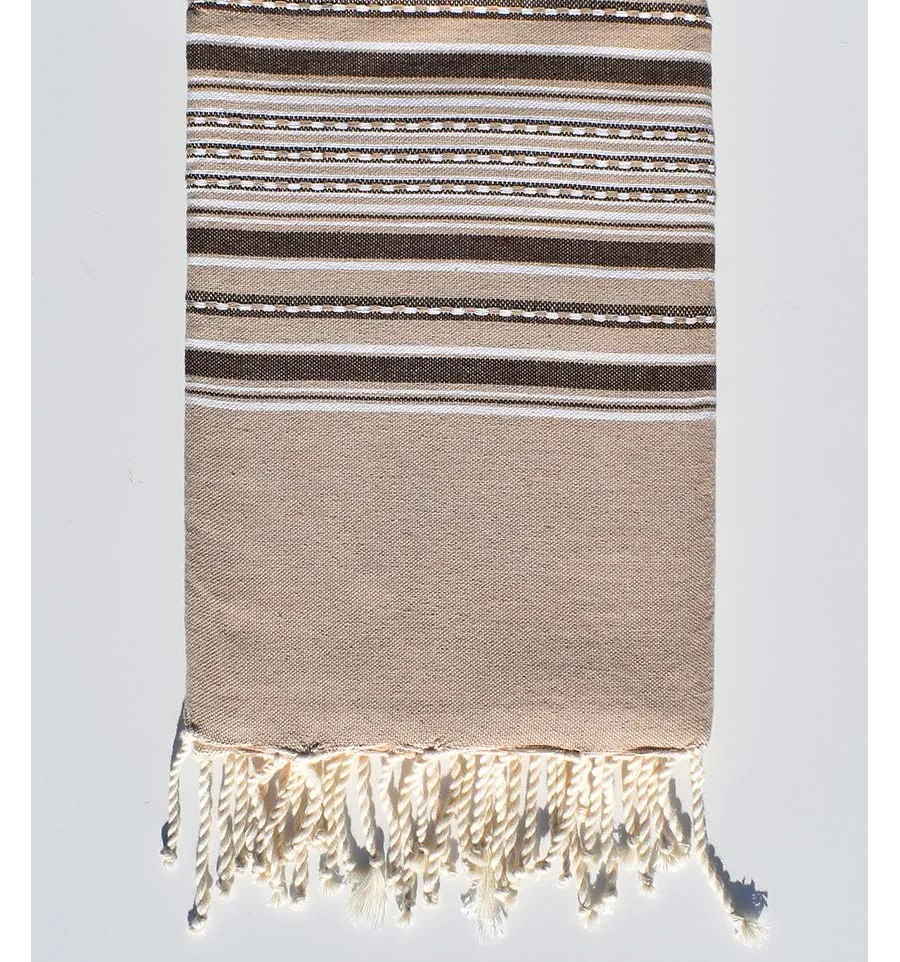 Telo mare arabesca beige e marrone Fouta Tunisia - 1