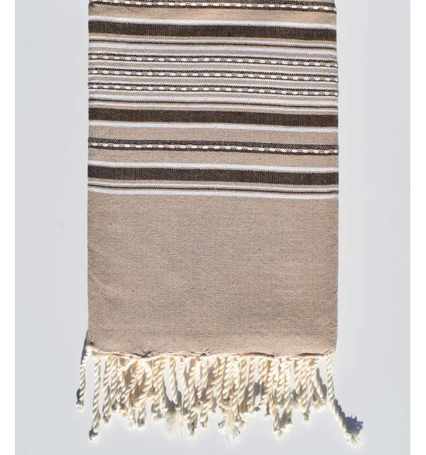 Telo mare arabesca beige e marrone Fouta Tunisia - 1