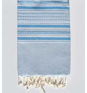 Telo mare arabesca azzurro con righe blu Fouta Tunisia - 1