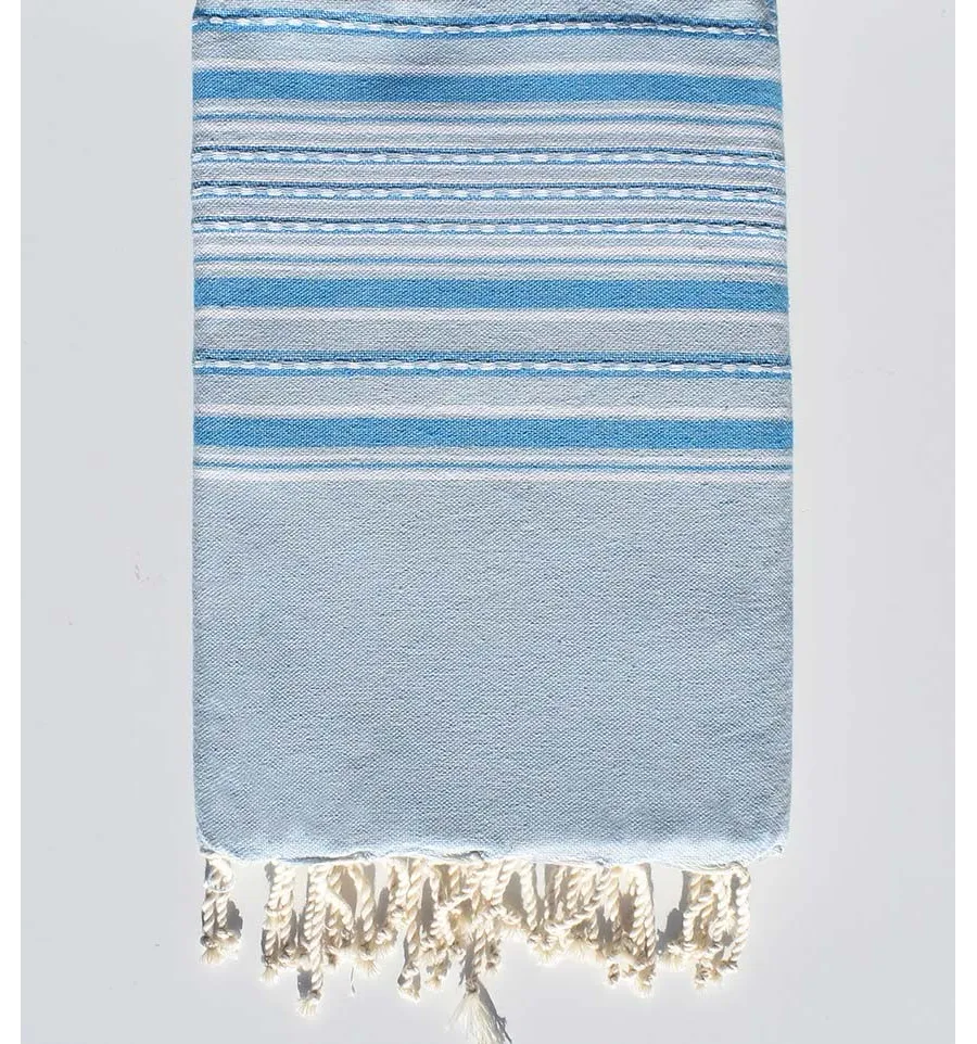 Telo mare arabesca azzurro con righe blu Fouta Tunisia - 1