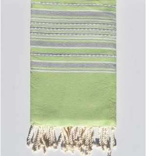 Telo mare arabesca verde anice e grigio Fouta Tunisia - 1