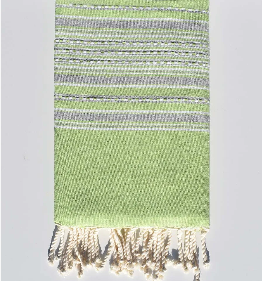 Telo mare arabesca verde anice e grigio Fouta Tunisia - 1