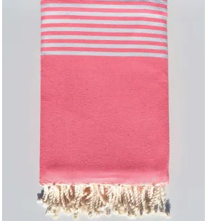 Grande fouta neon rosa con strisce bianche Fouta Tunisia - 1 2