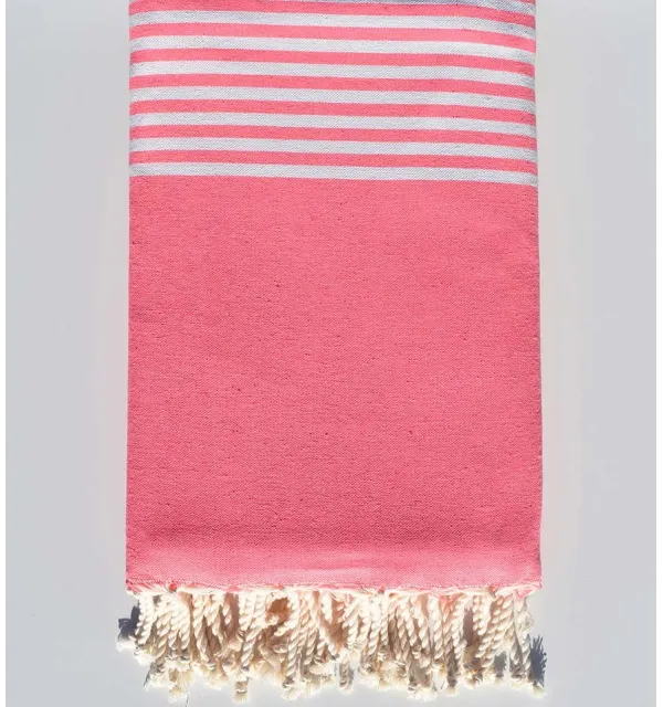 Grande fouta neon rosa con strisce bianche Fouta Tunisia - 2