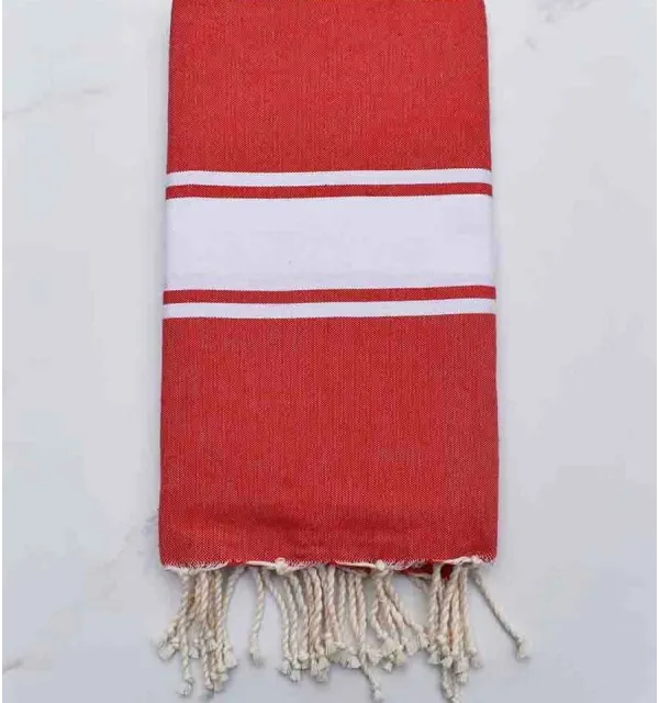 Fouta piatta rosso pompeiano Fouta Tunisia - 1