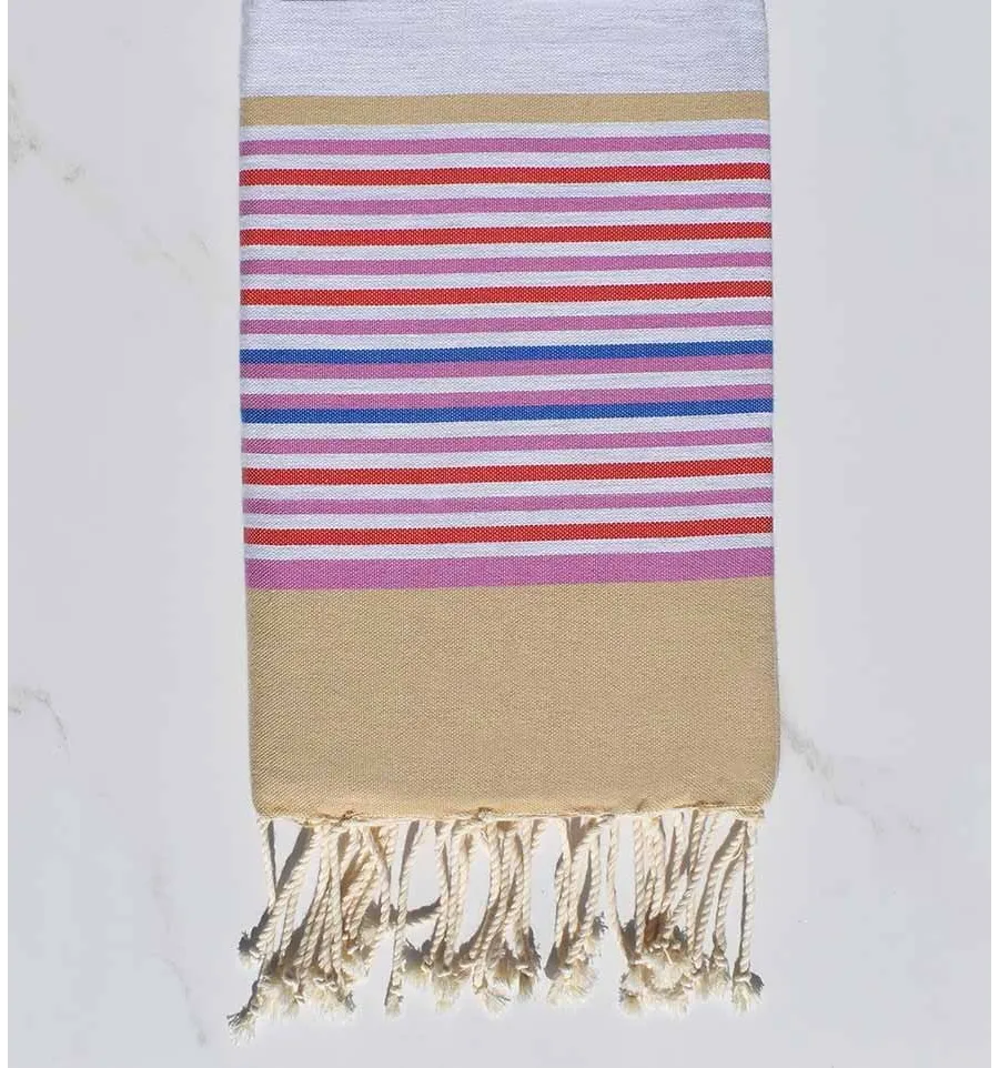 Telo mare 5 colori beige, grigio, orchidea, rosso e blu Fouta Tunisia - 1