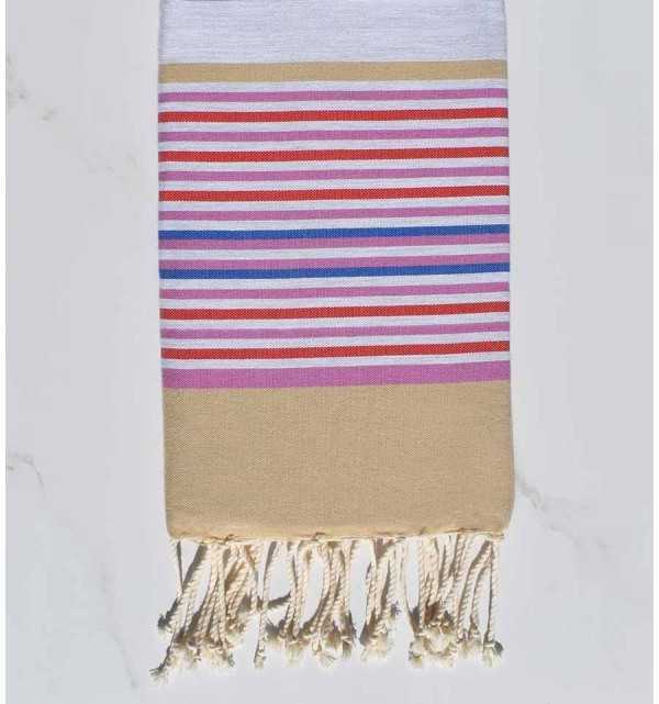 Telo mare 5 colori beige, grigio, orchidea, rosso e blu Fouta Tunisia - 1