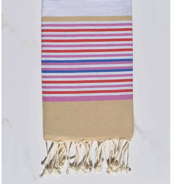 Telo mare 5 colori beige, grigio, orchidea, rosso e blu Fouta Tunisia - 1