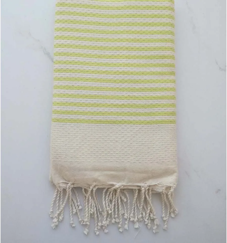 Fouta nido d'ape con strisce verde chiaro Fouta Tunisia - 1