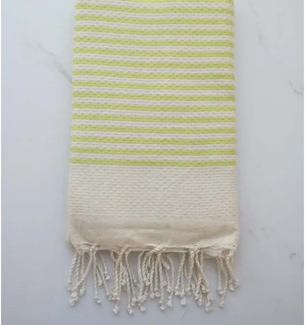 Fouta nido d'ape con strisce verde chiaro Fouta Tunisia - 1