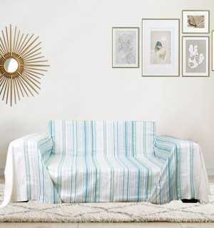 Grande fouta fadhila bianco crema chiaro, verde chiaro e anatra con lurex Fouta Tunisia - 1