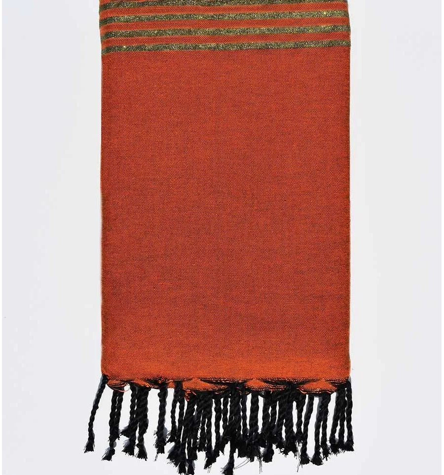 Copridivano arancio con lurex dorato Fouta Tunisia - 1