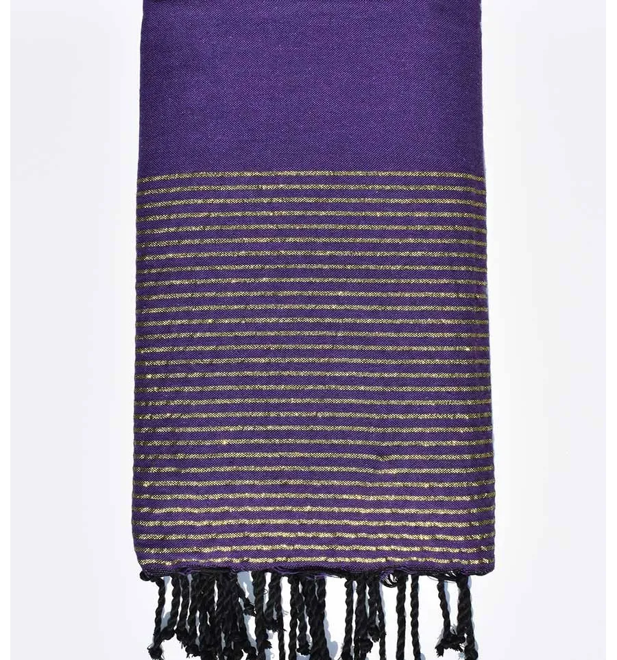 Copridivano viola scuro con lurex dorato Fouta Tunisia - 1