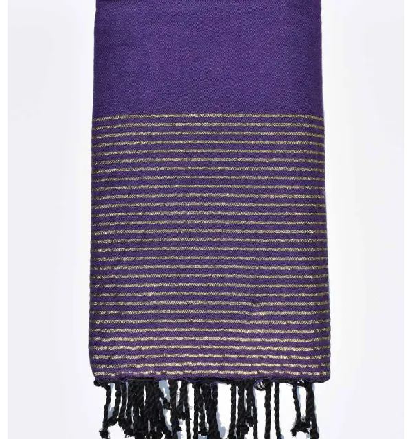 Copridivano viola scuro con lurex dorato Fouta Tunisia - 1