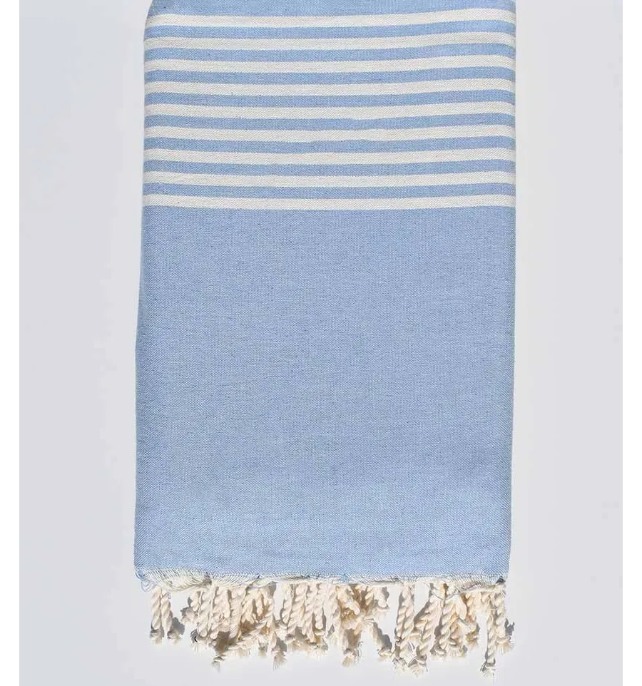 Grande fouta celeste con strisce bianche Fouta Tunisia - 1