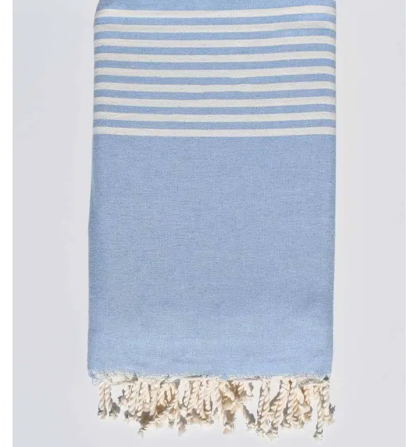 Grande fouta celeste con strisce bianche Fouta Tunisia - 1