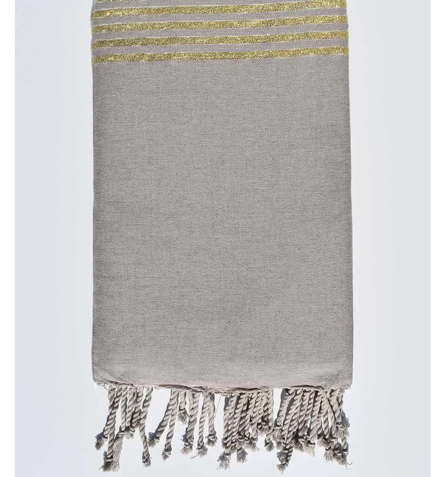 Copridivano greige con lurex dorato Fouta Tunisia - 1