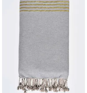 Copridivano grigio chiaro con lurex dorato Fouta Tunisia - 1