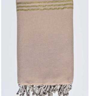 Copridivano beige con lurex dorato Fouta Tunisia - 1