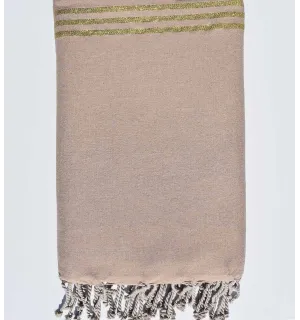 Copridivano beige con lurex dorato Fouta Tunisia - 1