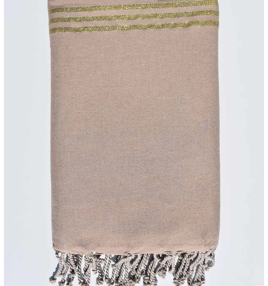 Copridivano beige con lurex dorato Fouta Tunisia - 1