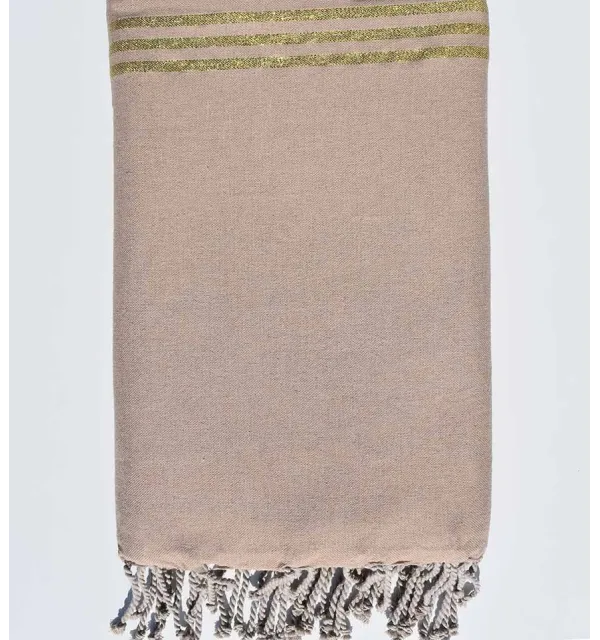 Copridivano beige con lurex dorato Fouta Tunisia - 1