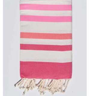 Telo mare rosa, bianco crema, rosa incarnato e rosa chiaro Fouta Tunisia - 1