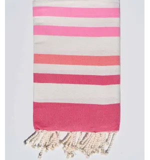 Telo mare rosa, bianco crema, rosa incarnato e rosa chiaro Fouta Tunisia - 1