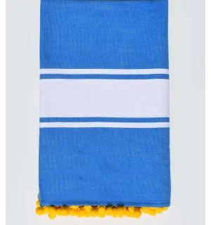 Telo mare blu con pompon Fouta Tunisia - 1