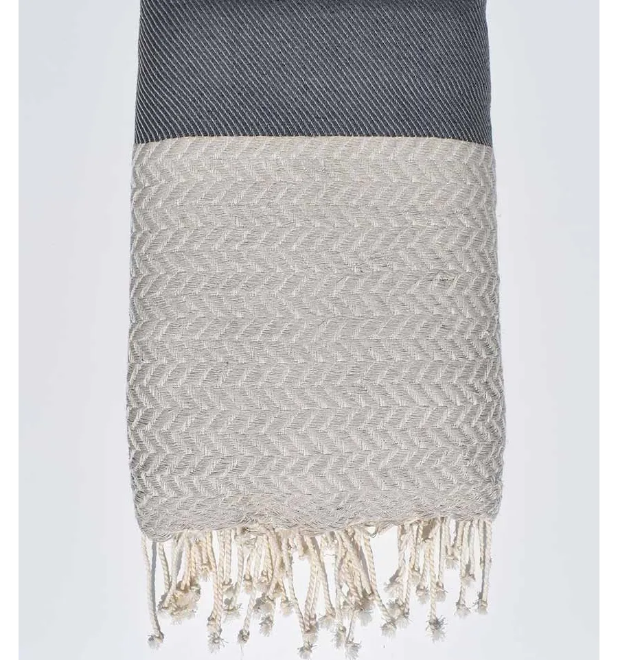 Copridivano grigio e bianco crema Fouta Tunisia - 1