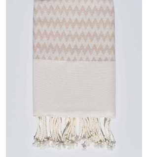 Fouta zigzag greige Fouta Tunisia - 1 2