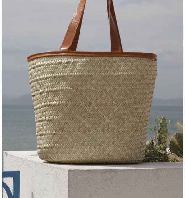 Borsa originale da spiaggia con manici e bordo in pelle Fouta Tunisia - 1