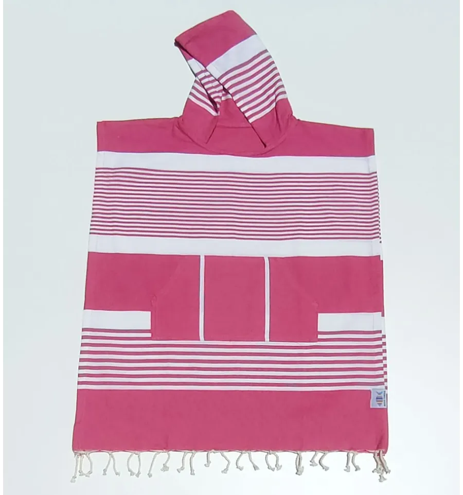 Poncho mare per bambini rosa fucsia Fouta Tunisia - 1