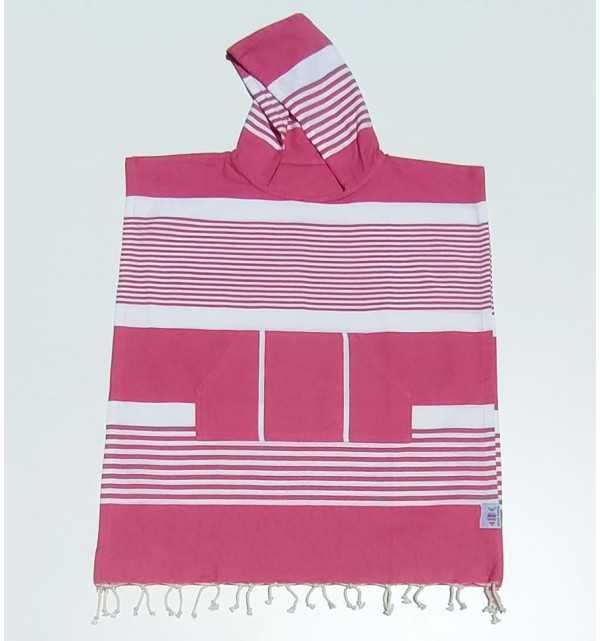 Poncho mare per bambini rosa fucsia Fouta Tunisia - 1