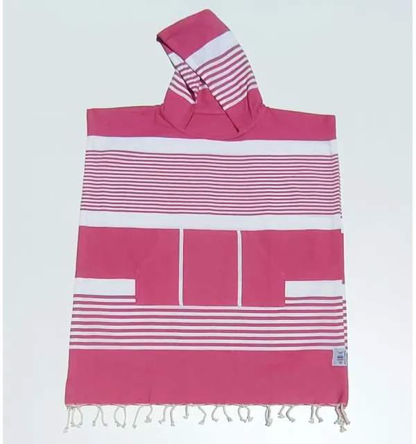 Poncho mare per bambini rosa fucsia Fouta Tunisia - 1