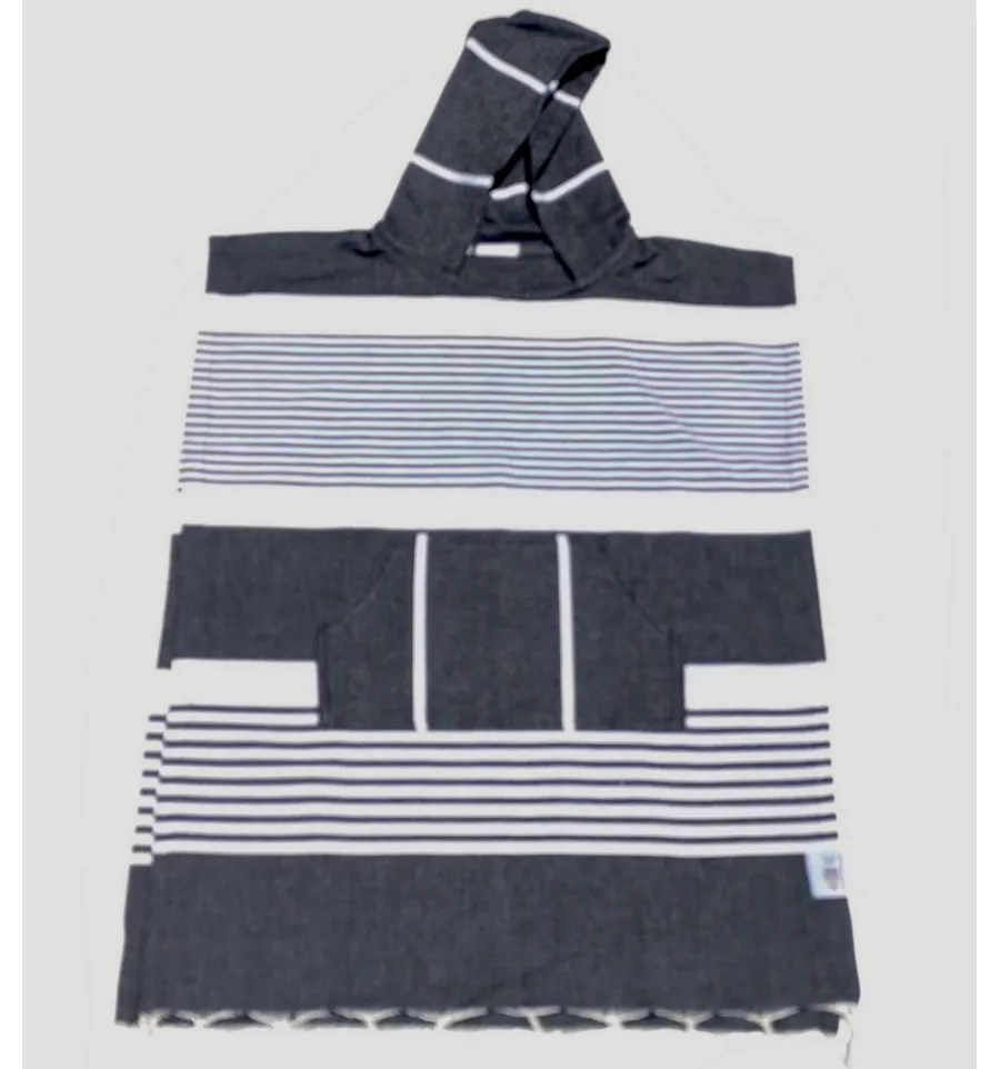 Poncho mare nero blu per bambini Fouta Tunisia - 1