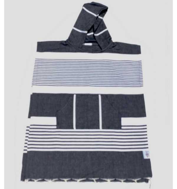 Poncho mare nero blu per bambini Fouta Tunisia - 1