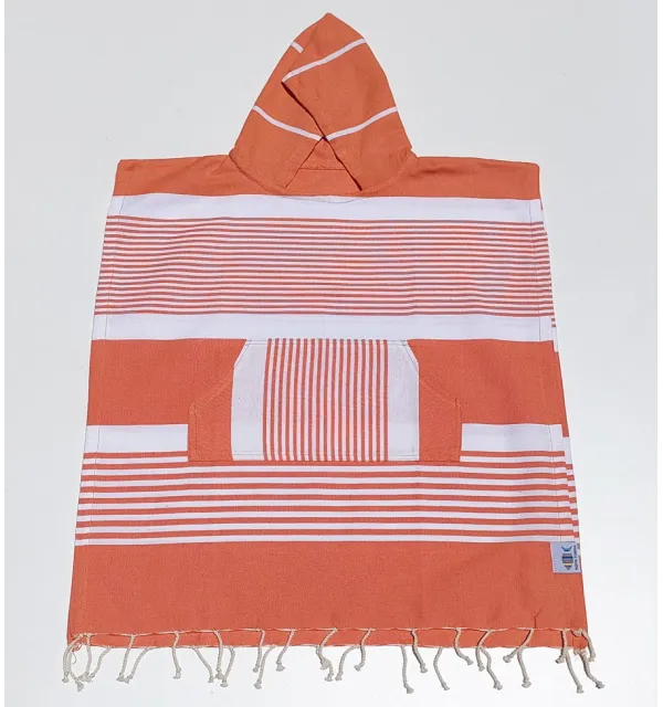 Poncho mare per bambini arancione Fouta Tunisia - 1