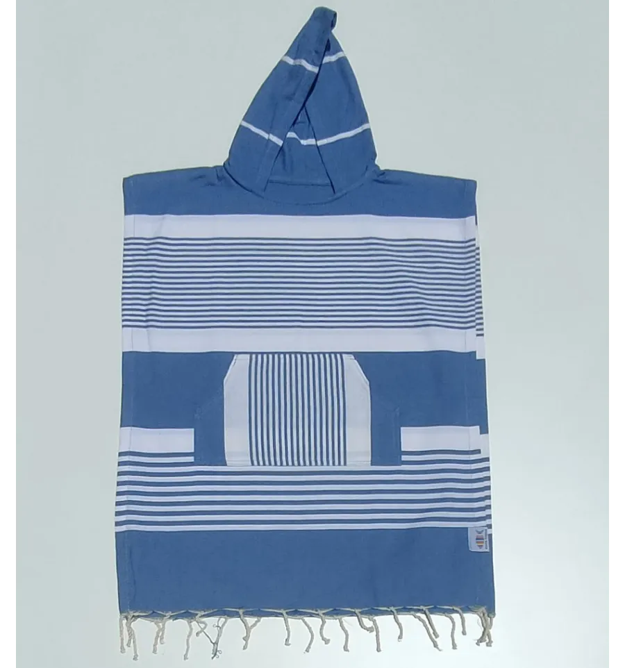 Poncho mare per bambini blu pastello Fouta Tunisia - 1