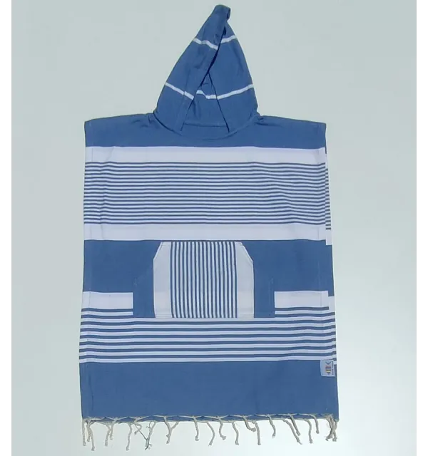 Poncho mare per bambini blu pastello Fouta Tunisia - 1