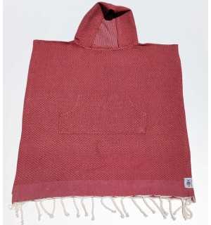 Poncho mare per bambini rosso terracotta Fouta Tunisia - 1