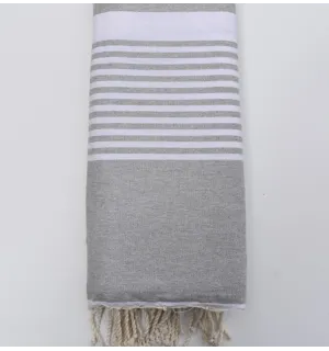 grande fouta grigio chiaro e bianco crema 1.5m*2.5m Fouta Tunisia - 3