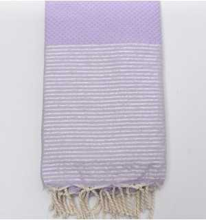 Telo mare nido d'ape lilla con lurex Fouta Tunisia - 1