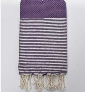 Telo mare nido d'ape viola con lurex Fouta Tunisia - 1