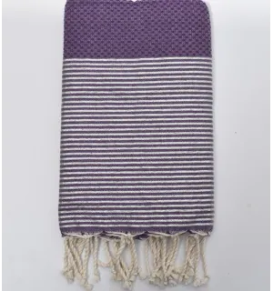 Telo mare nido d'ape viola con lurex Fouta Tunisia - 1