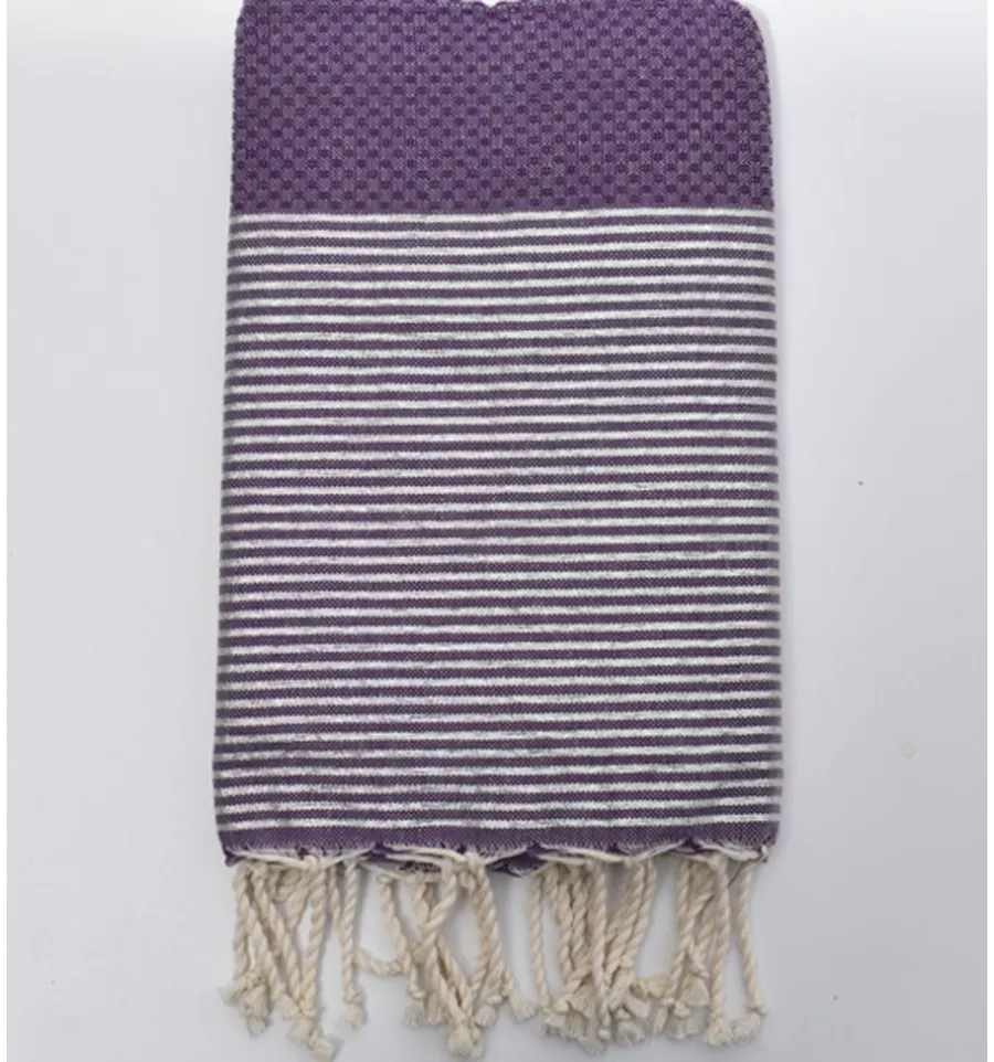 Telo mare nido d'ape viola con lurex Fouta Tunisia - 1