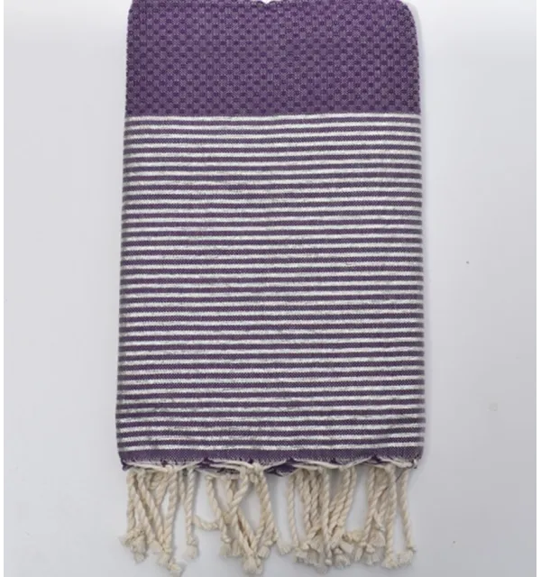 Telo mare nido d'ape viola con lurex Fouta Tunisia - 1