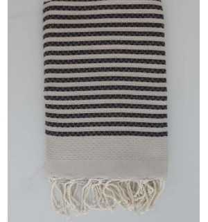 Fouta nido d'ape beige chiaro con strisce nere 