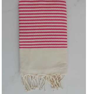 Fouta nido d'ape con strisce lampone continue 